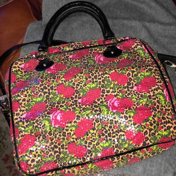 Betsey Johnson leopard/rose shoulder bag - Picture 3 of 4